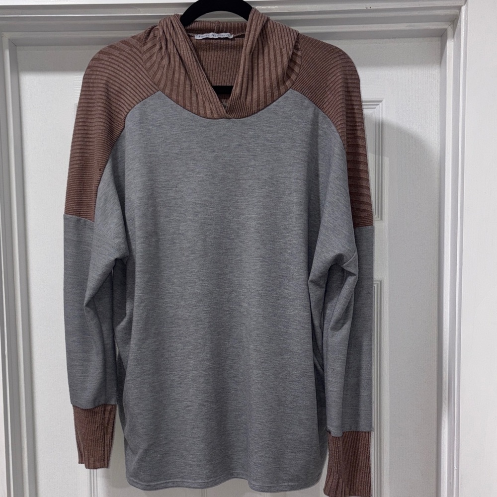 Stevie Hender Two-Tone Gray and Brown Hoodie